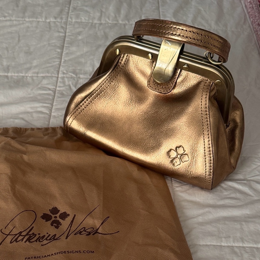 Patricia Nash Metallic Bronze Mini Frame Satchel